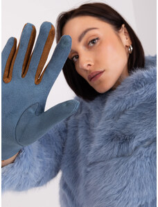 Fashionhunters Šedomodré rukavice se zapletenými pásky