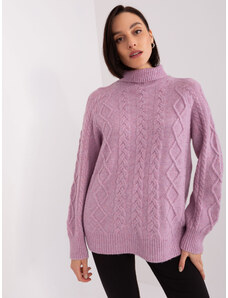 Fashionhunters Dámský špinavě fialový svetr s kabely