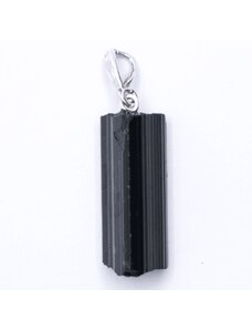 Milujeme Kameny Turmalín černý (skoryl) - hlazený kámen - stříbrný přívěsek SK25