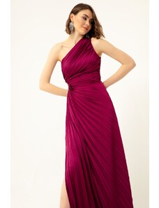 Lafaba Women's Damson One-Shoulder Decollete Long Evening Dress