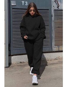 Madmext Oversized Women's Tracksuit Set, Black With Hoodie