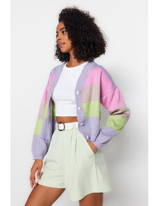 Trendyol Lilac Shimmery Thread Barevný blok Pletený svetr