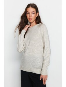 Trendyol Stone Crew Neck Základní pletený svetr