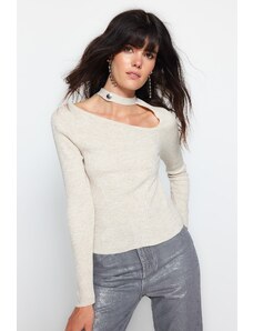 Trendyol Stone Crop Okno/Vystřižený pletený svetr