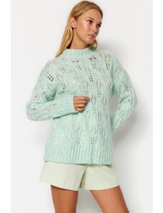 Trendyol Mint Thick Knit Detailní pletený svetr