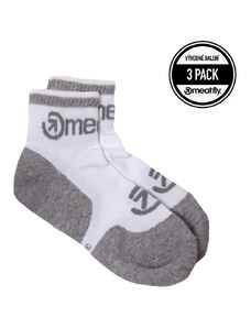 Meatfly ponožky Logo Middle Socks - Triple pack B – White | Bílá