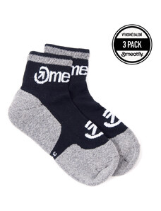 Meatfly ponožky Logo Middle Socks - Triple pack A – Grey | Šedá