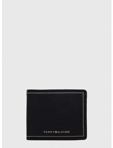 Kožená peněženka Tommy Hilfiger černá barva, AM0AM11864
