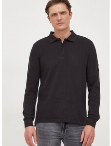 Bavlněné tričko s dlouhým rukávem Calvin Klein Jeans černá barva, J30J324961