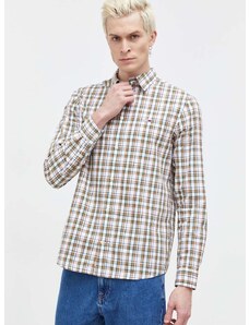 Košile Tommy Jeans hnědá barva, regular, s klasickým límcem, DM0DM18470
