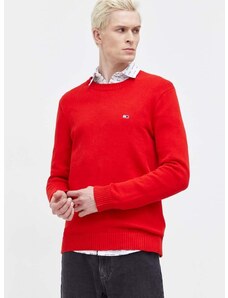 Bavlněný svetr Tommy Jeans červená barva