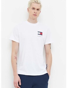 Bavlněné tričko Tommy Jeans bílá barva, s potiskem, DM0DM18263