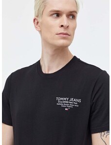 Bavlněné tričko Tommy Jeans černá barva, s potiskem