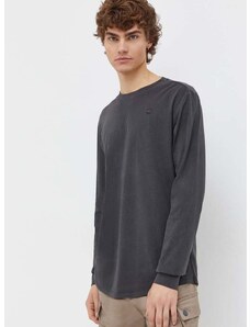 Bavlněné tričko s dlouhým rukávem G-Star Raw šedá barva, s potiskem