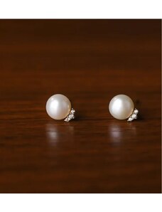 Aranys Náušnice bílá perla se zirkony