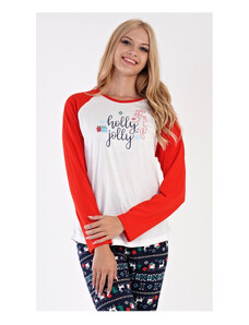 Vienetta Secret Dámské pyžamo dlouhé Vánoční dárek, barva bílá, 100% bavlna