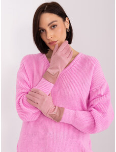 Fashionhunters Světle růžové elegantní dámské rukavice