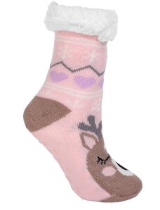 Moraj Dětské zateplené ponožky Reindeer růžové s nopky