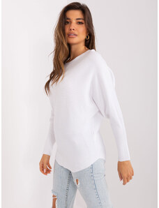 Fashionhunters Bílý dámský oversize svetr z viskózy