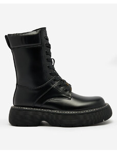 Super mode Royalfashion Černé dámské šněrovací boty na pevné podrážce Diret - Černá