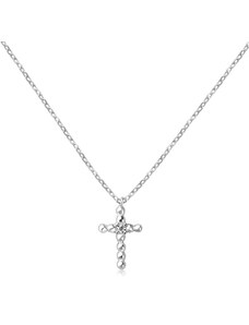 Stříbrný náhrdelník s křížkem zdobeným zirkonem - Meucci SN138