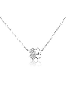 Stříbrný náhrdelník se čtyřlístkem zdobeným zirkony - Meucci SN117