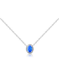 Stříbrný náhrdelník s ozdobou z modrého opálu a zirkonů - Meucci SN130