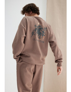 Trendyol Mink More Sustainable Oversize/Wide Cut Back Gladiator Printed Sweatshirt
