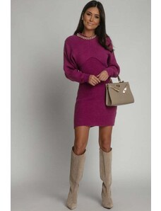 Mood of Paris Fialový svetrový komplet šaty + pulovr Martha