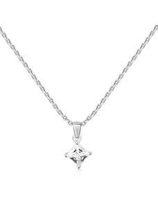 Stříbrný náhrdelník s hranatým čirým zirkonem - Meucci SS283N