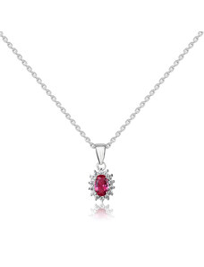 Stříbrný náhrdelník s jedním růžovým a mnoha čirými zirkony - Meucci SS339N