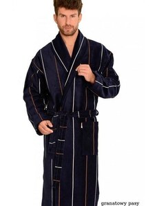 Men's bathrobe De Lafense 803 M-2XL navy blue - stripes 087