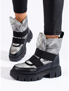 Shelovet Women's Snow Boots Silver Black