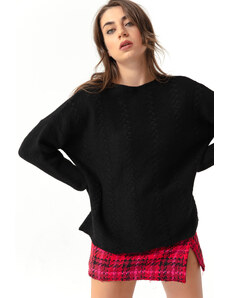 Lafaba Dámský černý pletený svetr s kulatým výstřihem