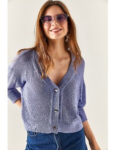Olalook Dámský lila 3-knoflíkový Mercerized Koverwear Cardigan