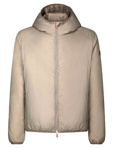 Save the Duck Péřová bunda pro muže, Puffer lyžařská bunda, Světle šedá, Nylon, 2024, L M XL