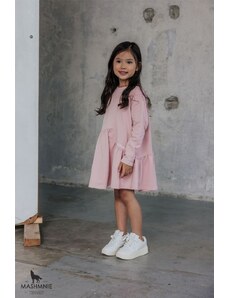 Dívčí oversize šaty s dlouhým rukávem MashMnie růžové