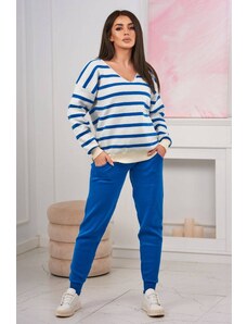Kesi Sada svetrů Pruhovaná mikina + Kalhoty chrpově modré