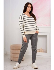 Kesi Sada svetrů Pruhovaná mikina + Kalhoty šedé