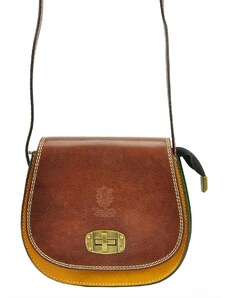 Kožená crossbody kabelka Gregorio 117 MULTI hnědá / žlutá