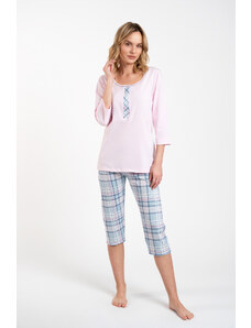 Italian Fashion Dámské pyžamo Allison 3/4 rukáv, 3/4 nohavice - růžová/potisk
