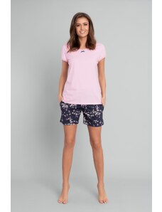 Italian Fashion Dámské pyžamo Celestina, krátký rukáv, krátké nohavice - růžová/potisk
