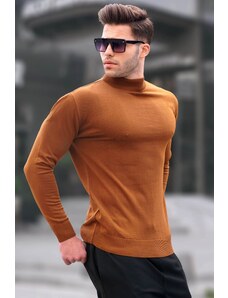 Madmext Dark Mustard Slim Fit Half Turtleneck Men's Knitwear Sweater 6343