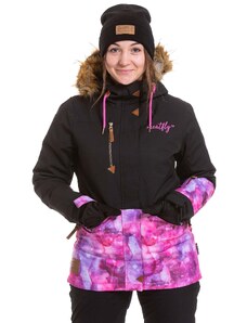 Meatfly dámská SNB & SKI bunda Athena Premium Black/Universe Pink | Černá