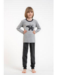 Italian Fashion Chlapecké pyžamo Morten, dlouhý rukáv, dlouhé kalhoty - melange/tmavá melanž