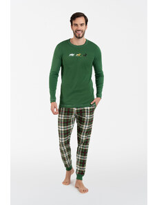Italian Fashion Pánské pyžamo Seward s dlouhým rukávem, dlouhé kalhoty - zelená/potisk