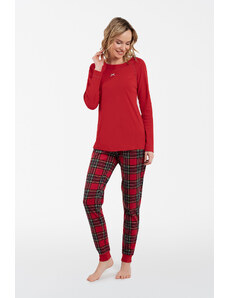 Italian Fashion Dámské pyžamo Tess dlouhé rukávy, dlouhé nohavice - červená/potisk