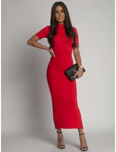 FASARDI Midi tužkové šaty s červeným rolákem
