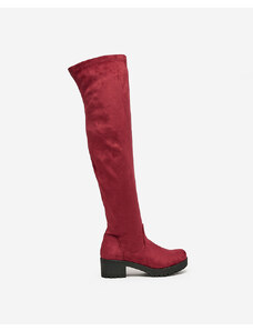 Ideal Shoes Royalfashion Bordó dámské kozačky nad kolena s plochým podpatkem Keteris - Červené || Kaštanová || Světle hnědá || Hnědá