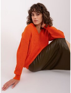 Fashionhunters Oranžový dámský oversize svetr